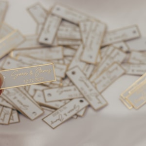 Personalisierte Etiketten für Gastgeschenke mit metallic Veredelung in gold oder silber, Hochzeit, Taufe, Geburtstag, Sözümüz Söz, Verlobung Bild 2