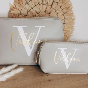 Personalized cosmetic bag with initial and name make-up bag gift wife mom sister maid of honor bridesmaid image 1
