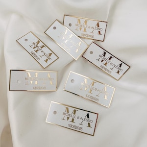 Etichette personalizzate per regali per gli ospiti con finitura metallica in oro o argento, matrimonio, battesimo, compleanno, Sözümüz Söz, fidanzamento