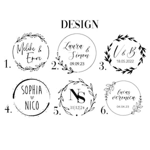 Personalized stamp for the wedding, engagement - with name and, if desired, date, various designs