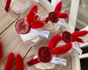 Cadeau invité coffret rose savon rose personnalisé - fiançailles mariage soirée henné baptême - décoration mariage rouge