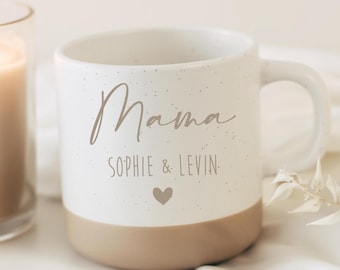 Tazza per la mamma con nome del bambino e cuore, incisione di alta qualità - Tazza in ceramica personalizzata - Regalo per la festa della mamma, compleanno, Natale
