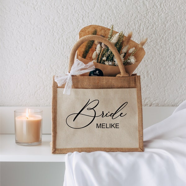 Braut Tasche - Hochzeitsgeschenk - Bride to be - Jutetasche - JGA -