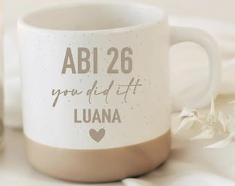 Abi 2026 Tasse – Abschlussgeschenk mit Name – You did it – Geschenk Abitur Schulabschluss – personalisiert graviert – 360 ml – optional Herz