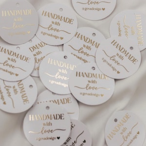 Etiketten für Small Business - handmade with love - verpackungsmaterial - mit liebe verpacken - personalisiert mit firmenname - gold schwarz