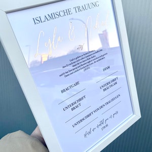 Islamische Heiratsurkunde - Nikah Akdi personalisiert mit Goldfolierung
