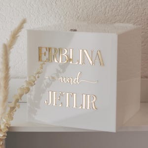 Caixa de Presente de Dinheiro de Acrílico Personalizada com Fechadura – Caixa de Presente de Casamento em Branco – 30x30x30 cm – Personalizável com Nome,