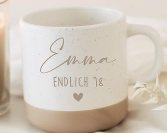 18th birthday mug with name – 18th birthday gift – personalized ceramic mug engraved – finally 18 – coming of age gift -