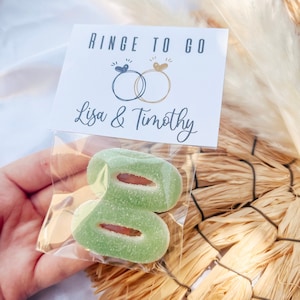 Gastgeschenk (5x) Hochzeit - Ringe to go&quot; mit Personalisierung / Namen - Süßigkeiten originelles Gastgeschenk witzig Candybar