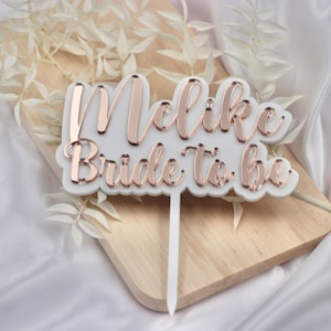 JGA Deko Cake Topper personalisiert mit Namen in weiß rosegold - Team Bride, Bride to be