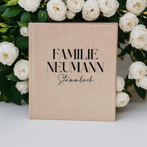Stammbuch Familie Nachname Leinen A4 A5 | Personalisiertes Stammbuch Hochzeit | Stammbuch Mappe Standesamt