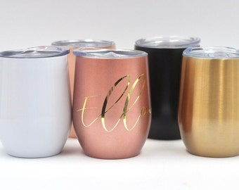 Taça de Champanhe Personalizada - Caneca Térmica - Despedida de Solteira - Madrinha - Dama de Honra - Ideia de Presente - Aço Inoxidável - Com Tampa - Taça de Vinho - Natal