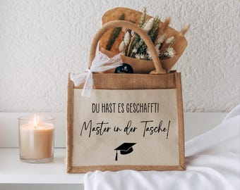Laurea magistrale in una borsa regalo – borsa di iuta per la laurea, regalo di laurea universitaria, idea regalo per la laurea magistrale, regalo per la laurea magistrale