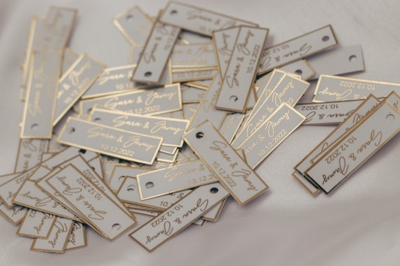 Personalisierte Etiketten für Gastgeschenke mit metallic Veredelung in gold oder silber, Hochzeit, Taufe, Geburtstag, Sözümüz Söz, Verlobung