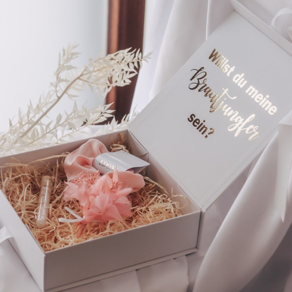 Geschenkbox "Willst du meine Brautjungfer/Trauzeugin sein" personalisiert Team Bride Brautjungfer Trauzeugin fragen