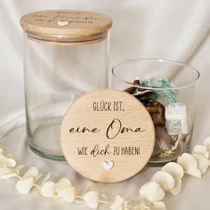 Present till mormor – Graverad förvaringsburk – Lycka är mormor – Glasburk med trälock – Kärleksfull mormor-present