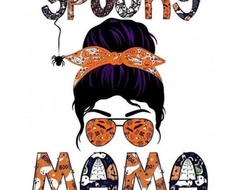 Spooky Mama Halloween messy bun Sublimation Digital File PNG