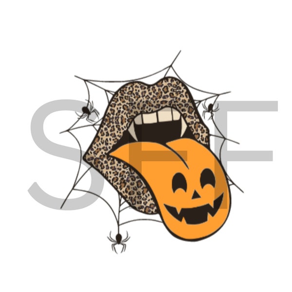 Lips tongue Halloween Pumpkin Cheetah Spiderweb Ready to Press Sublimation Print