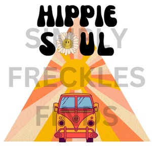 Hippie Soul Retro Vintage Peace Flowers Van  Summer Ready to Press Sublimation Transfer Tshirt Shirt