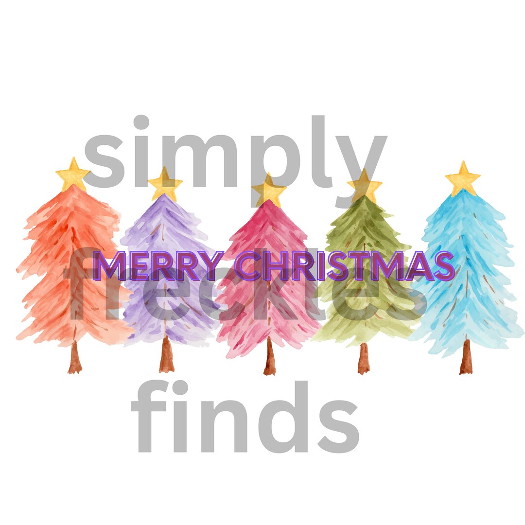 Rainbow Christmas Trees Pastel Modern Merry Christmas Digital PNG ...