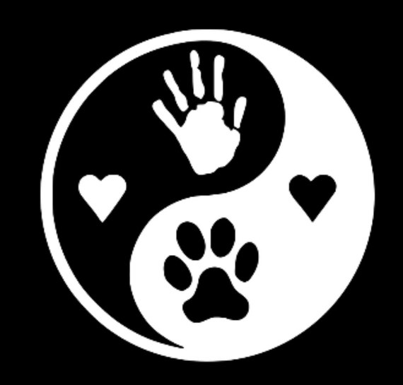 Download Ying Yang Human Hand Dog Paw Customizable Vinyl Decal Etsy