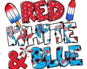 Red White and Blue Popsicle American Flag Fourth of July Independence Day Sublimation print tshirts