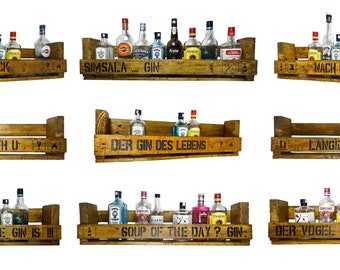 Gin sayings on bar shelf ideal as a gift for men from 30 40 50 60 years old man husband dad father gin rum whiskey shelf wooden bar