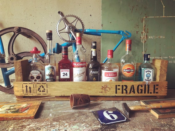 Fragile Gin Shelf Gin Bar Gin Bar Shelf Wine Shelf Wooden Wall Bar Wall Shelf Rum Wine Whiskey Whiskey Upcycling Real Wood Whiskey Shelf Whiskey Bar Etsy