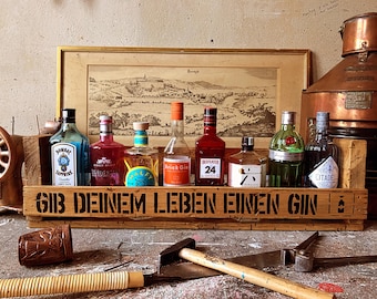 GiN TRiNKSPRUCH Bar Element Bottle Holder Shelf Liquor Whiskey Rum Wine Pallets Whiskey Wall Bar Wood Cocktail Tonic Alcohol 30 40 50 60