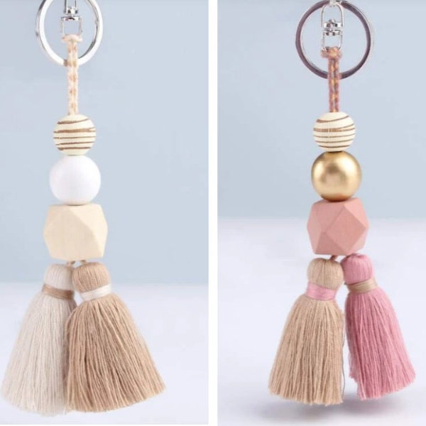 Boho Wooden Keychain Etsy