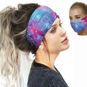 Galaxy Tie Dye Headband Face Mask | Free Shipping | Soft and Stretchy Adult Turban Headband, Space, Outer Space, Multi-Use Face Mask