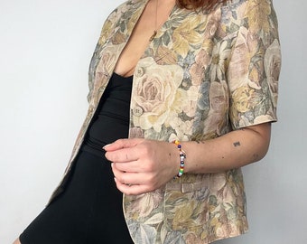 S-L | katoenen blazer met bloemen | Vintage