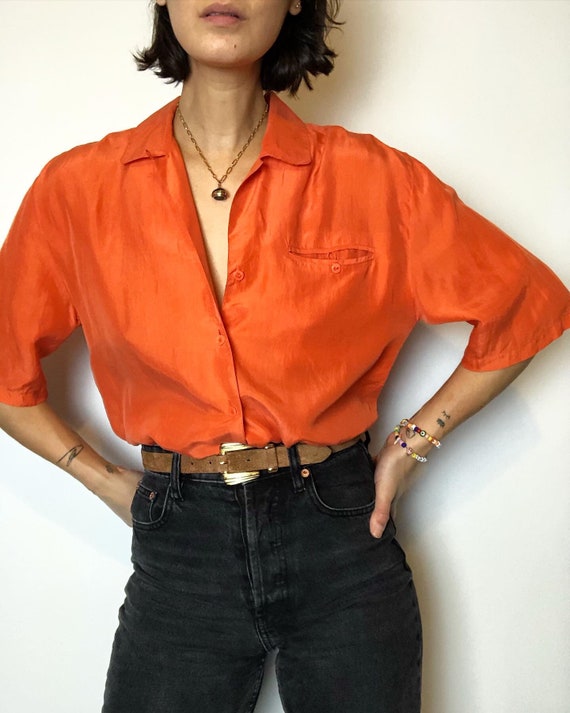 Vintage 100% silk paper thin blouse