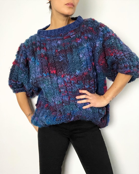 Vintage super chunky textured puff Sleeve sweater