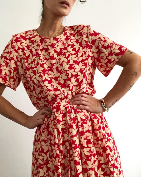 Vintage rayon floral blouse & skirt set