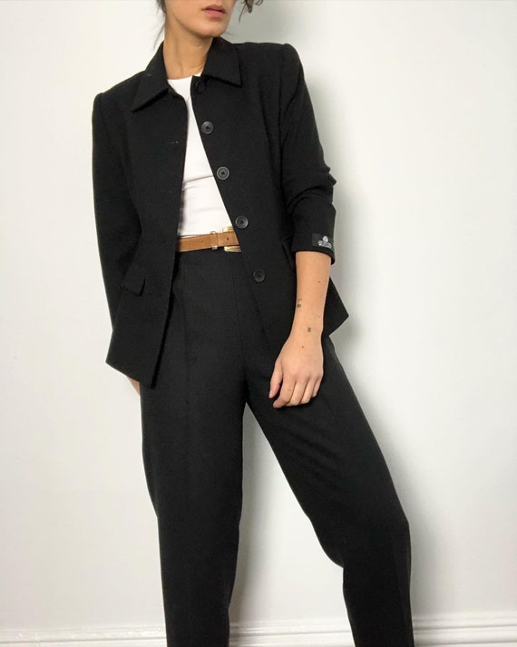 Vintage 100% wool black 2pc suit set