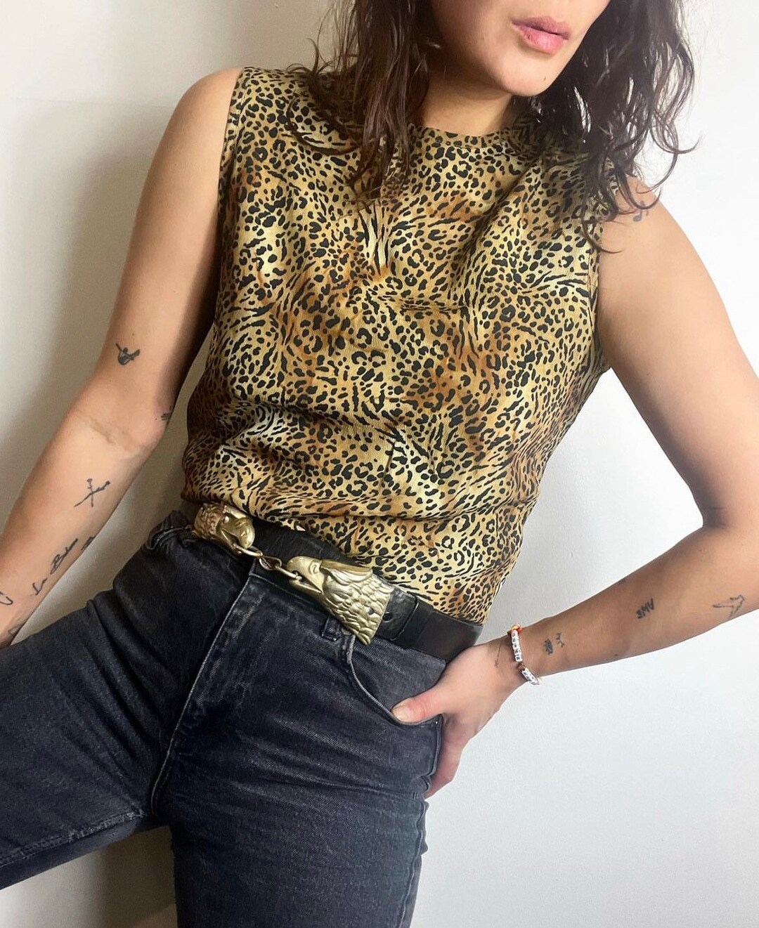 SL Poly Cheetah Tank Animal Print Vintage Etsy