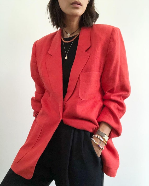 red orange blazer