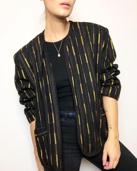 Vintage black & gold cropped blazer