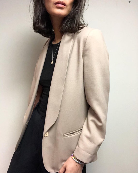 Vintage pinkish putty shawl collar blazer