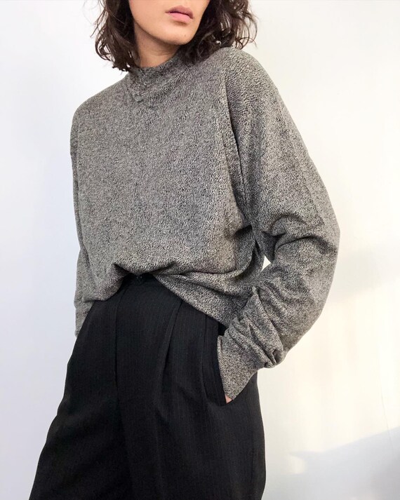 Vintage 100% silk knit mock neck pullover