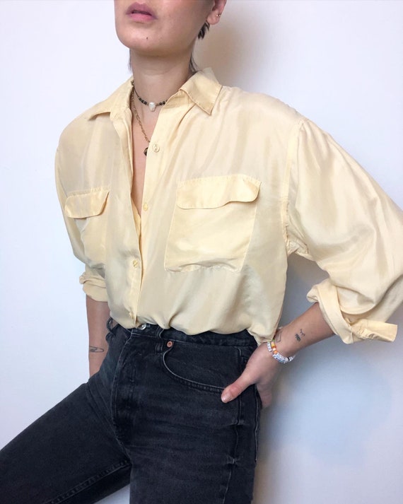 Vintage 100% silk paper thin blouse