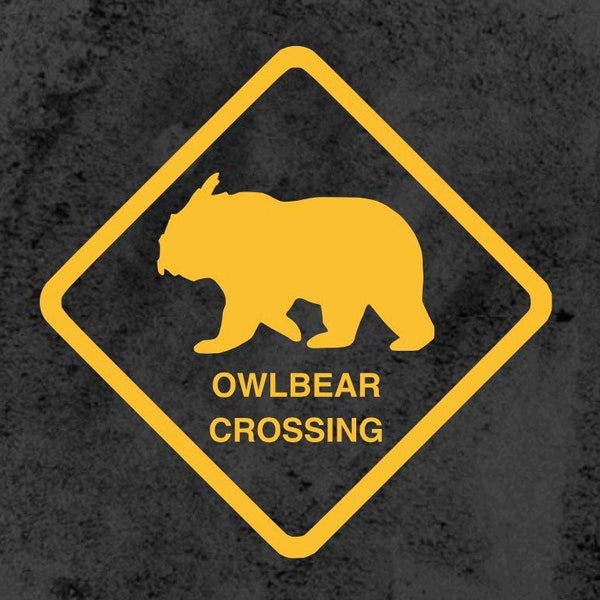 Owlbear Crossing, Vinyl Car and Laptop Decal, D&D, RPG, *Any Color*