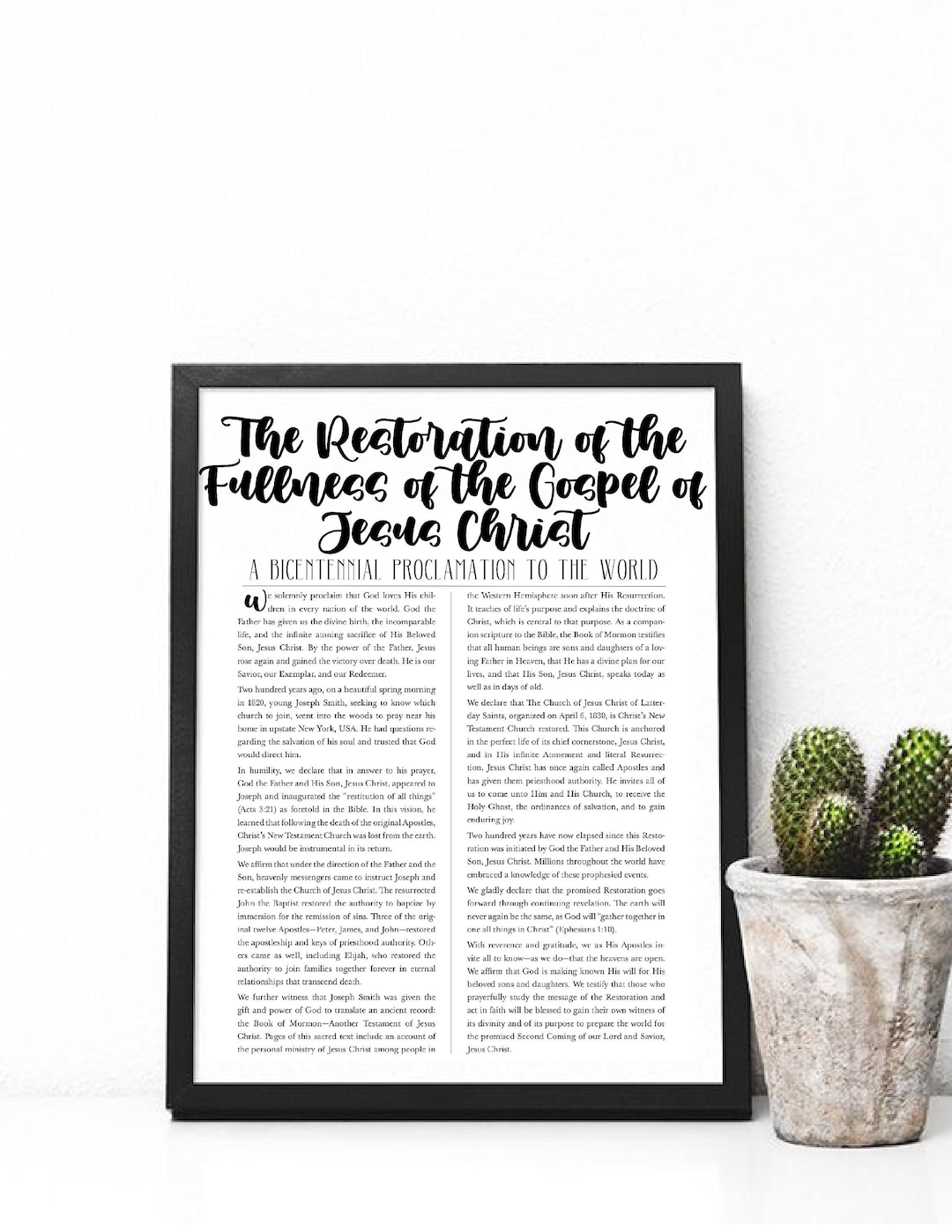 New Proclamation, the Restoration of the Fullness of the Gospel of Jesus Christ, Proclamation ...