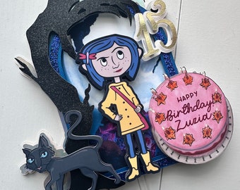Coraline Birthday Cake Topper: Personalized Theme Decoration