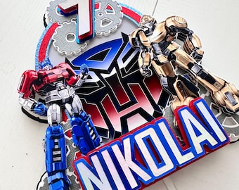 Transformers Cake Topper, Bumbel Bee Topper, Optimus Prime Topper, Transformers Birthday, Robot Topper, Cars Topper