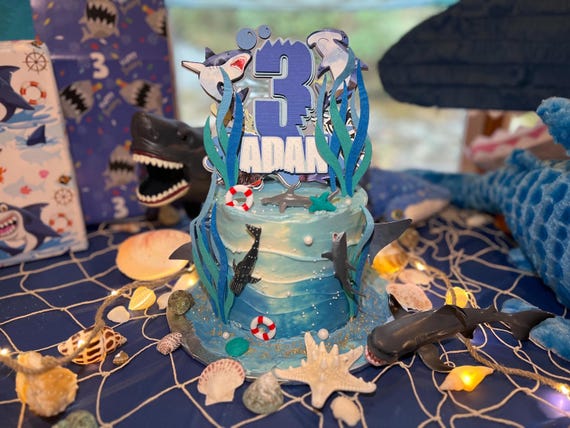 26 Decorazioni Per Torta A Tema Squalo - Per 3° Compleanno, Topper Per Cupcake E Torte - Feste Bambini - Foto 9