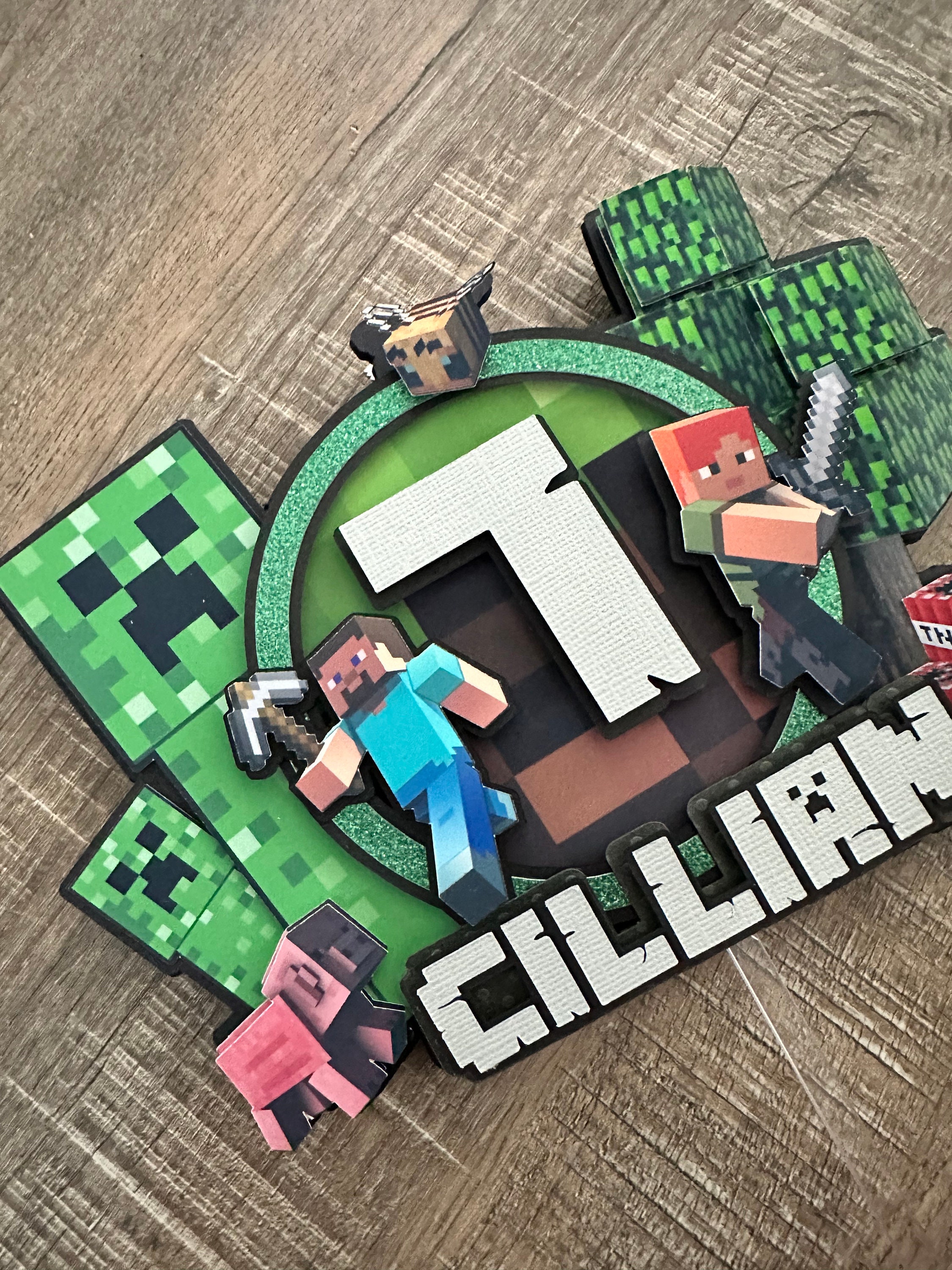 Custom 3D Inspired Minecraft Cake Topper