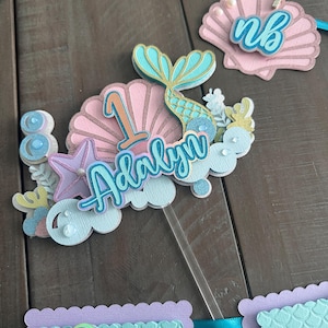 Adorno para pastel con forma de cola de sirena, decoración para fiestas bajo el mar, imagen 2