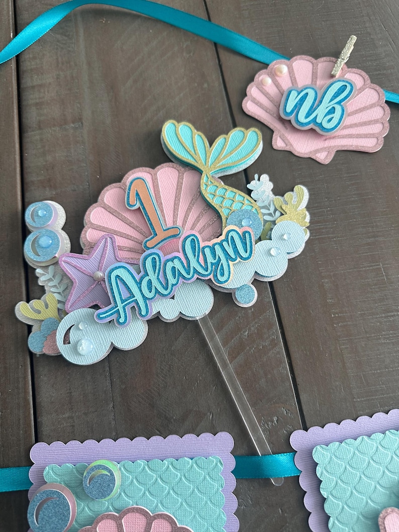 Adorno para pastel con forma de cola de sirena, decoración para fiestas bajo el mar, imagen 2